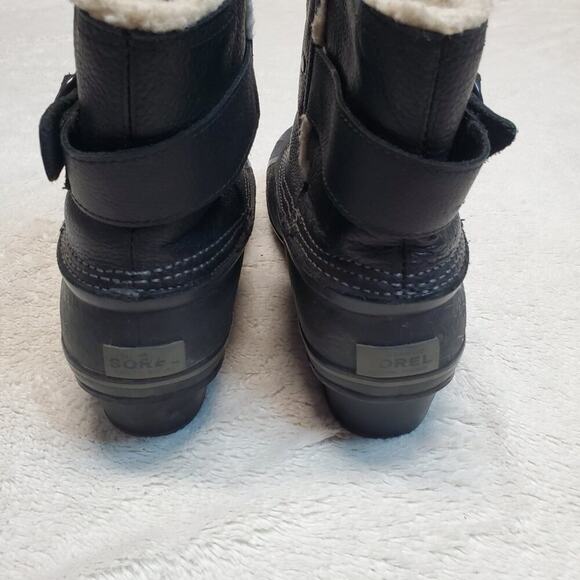 Sorel Black Leather Snow Mud Rain Outdoor Winter Fancy Heel Duck Boot Women 10 - Picture 5 of 8